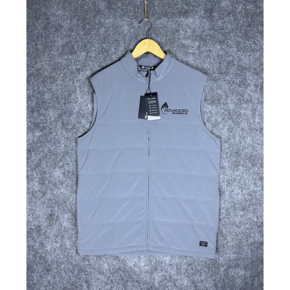 Travis Mathew Cold Bay Vest Mens Large Gray Performance Golf Quilted Logo Zip